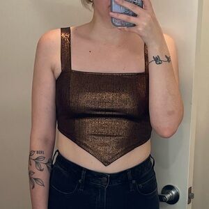 Forever 21 Tank Top Large Metallic Bronze